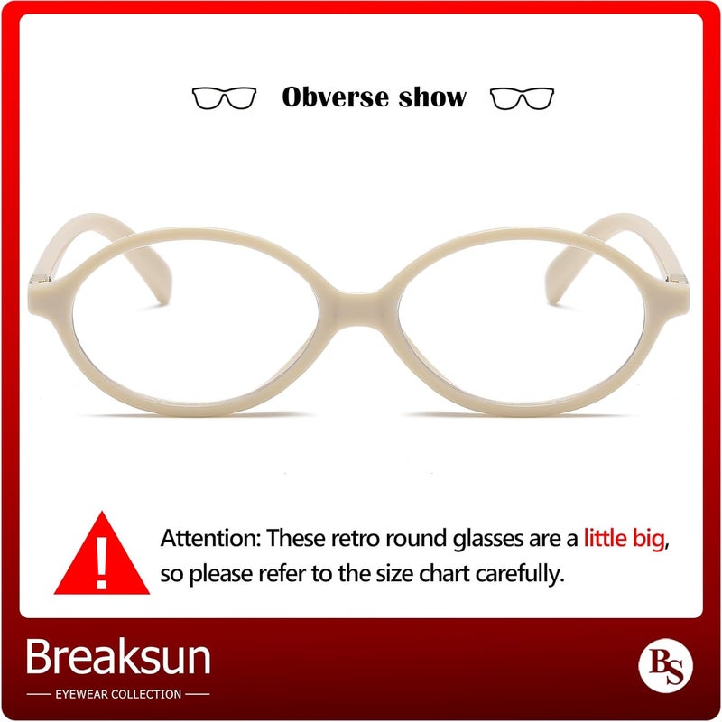 Breaksun Fashion Oval Glasses for Women Men Retro Round Tortoise Frame Blue Light Glasses Nerd Eyeglasses - Image 2